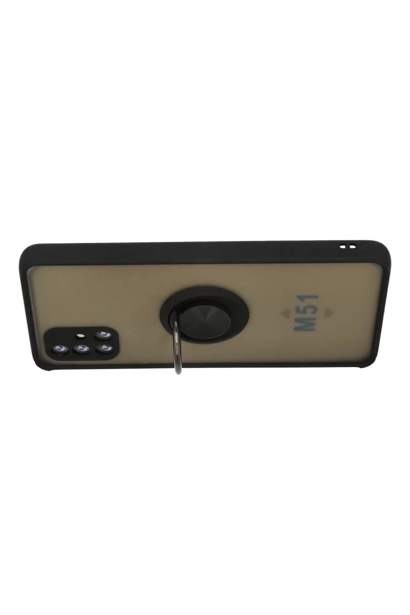Newface Samsung Galaxy M51 Kılıf Montreal Yüzüklü Silikon Kapak - Siyah