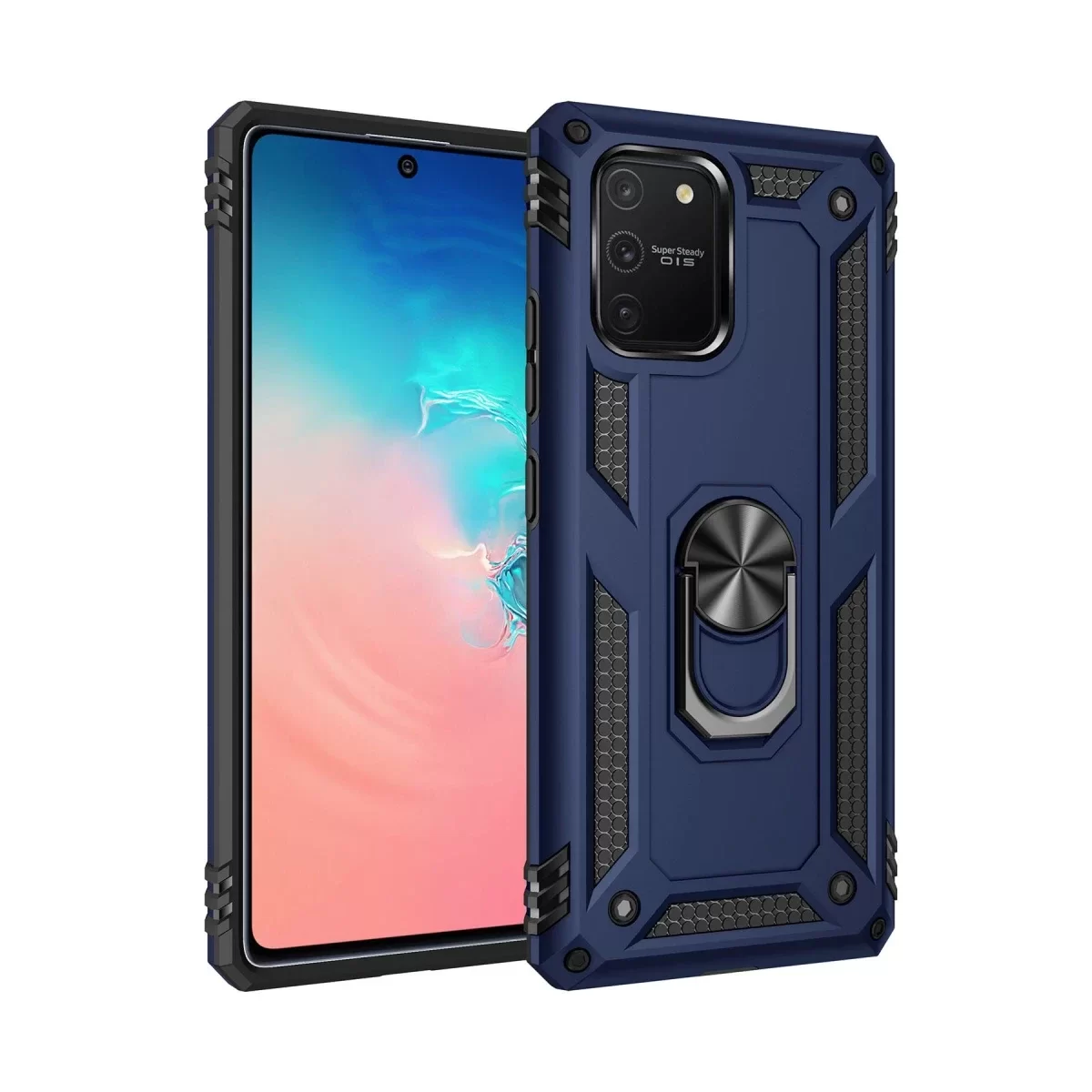 Newface Samsung Galaxy A91 / S10 Lite Kılıf Sofya Yüzüklü Silikon Kapak - Lacivert