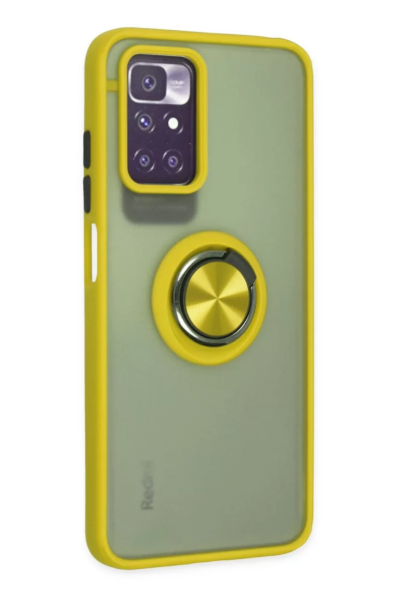Newface Xiaomi Redmi 10 2022 Kılıf Montreal Yüzüklü Silikon Kapak - Sarı