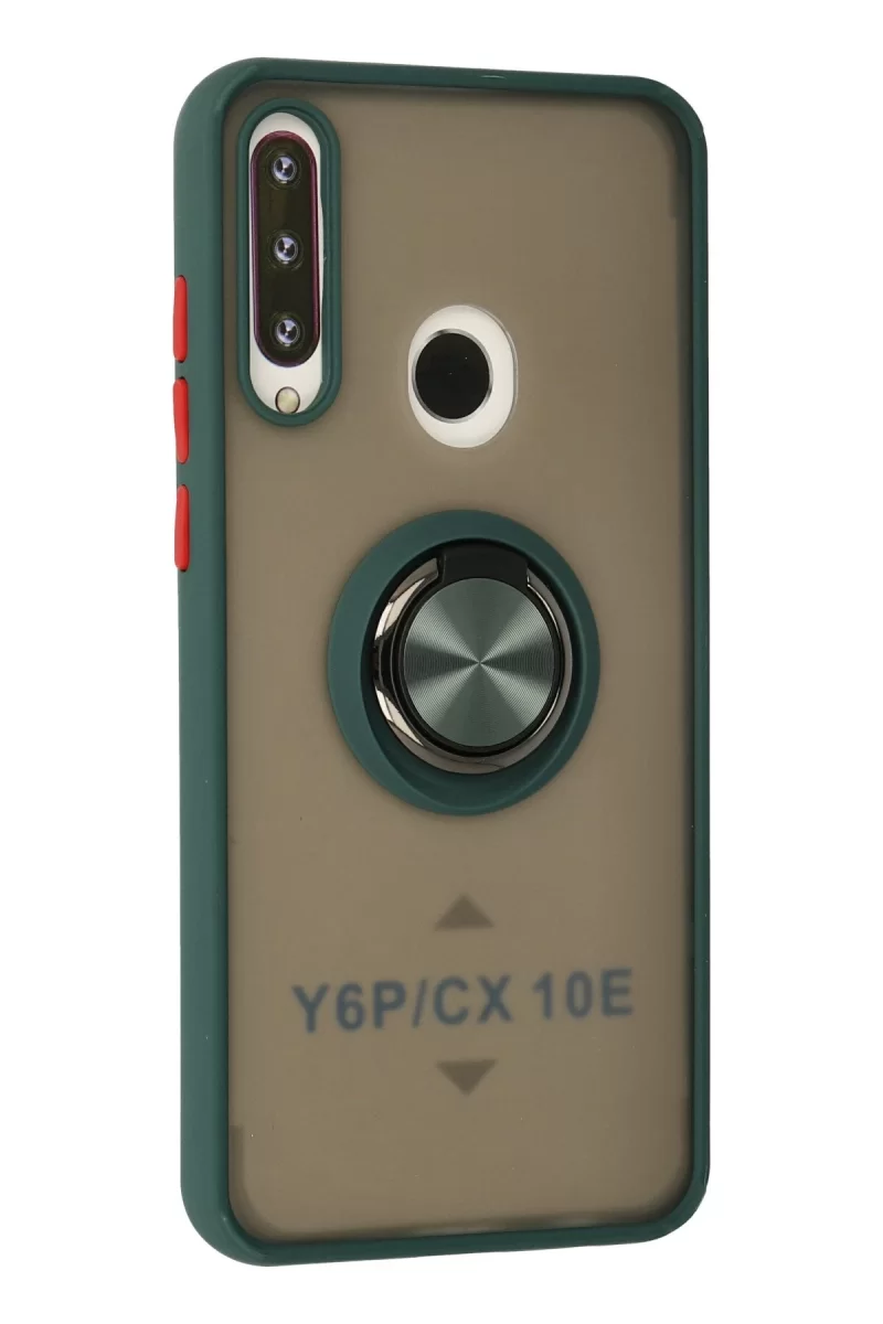 Newface Huawei Y6P Kılıf Montreal Yüzüklü Silikon Kapak - Yeşil