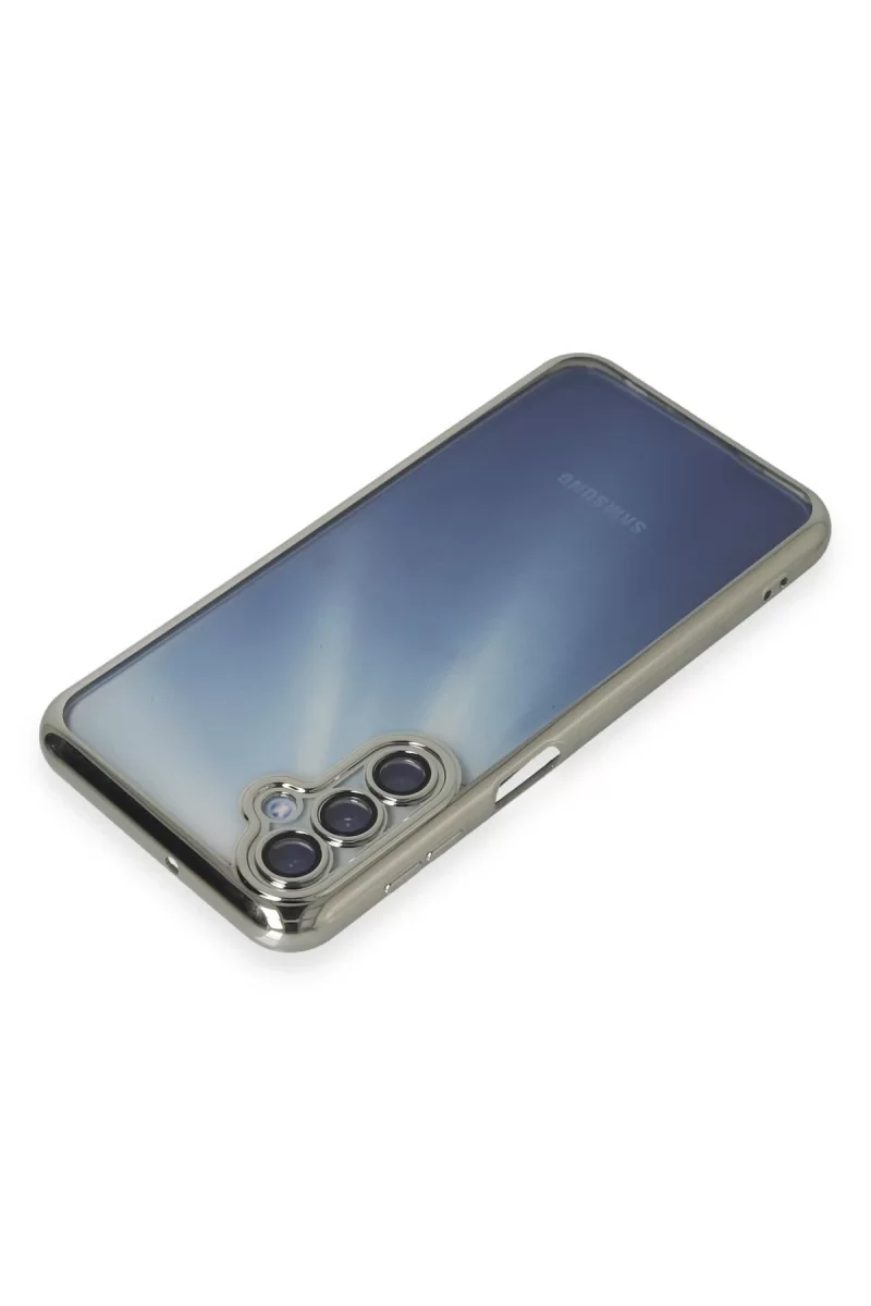 Newface Samsung Galaxy A55 5G Kılıf Razer Lensli Silikon - Gümüş