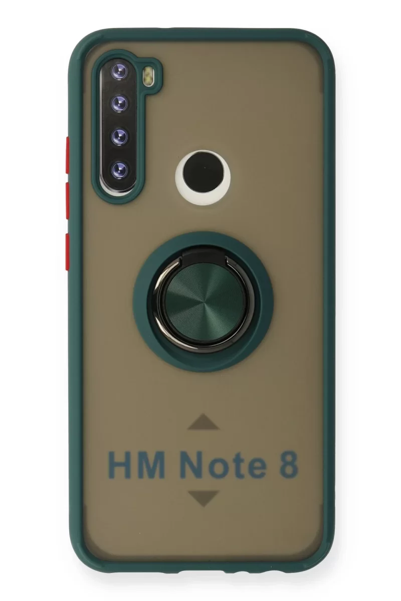 Newface Xiaomi Redmi Note 8 Kılıf Montreal Yüzüklü Silikon Kapak - Yeşil