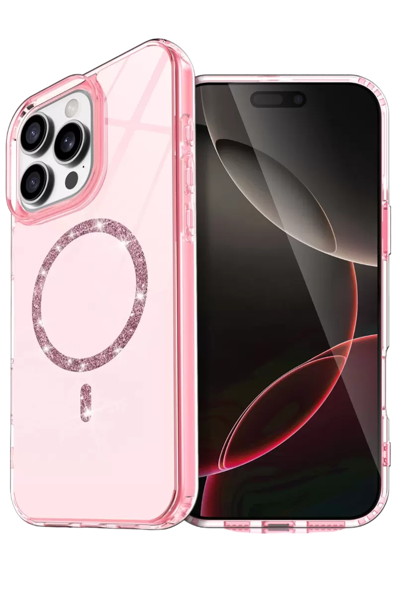 Newface Apple iPhone 16 Pro Max Live Diamond Magsafe Kapak - Pembe