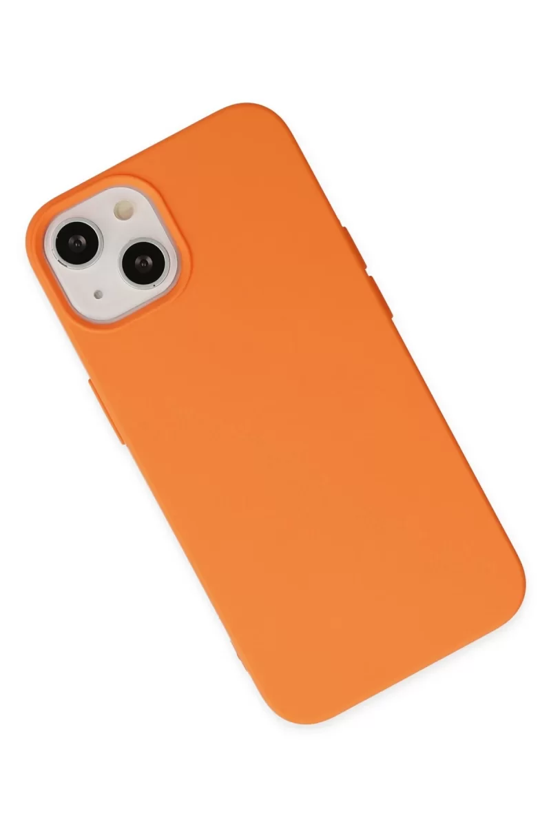 Newface Apple iPhone 14 Plus Kılıf Nano içi Kadife Silikon - Turuncu