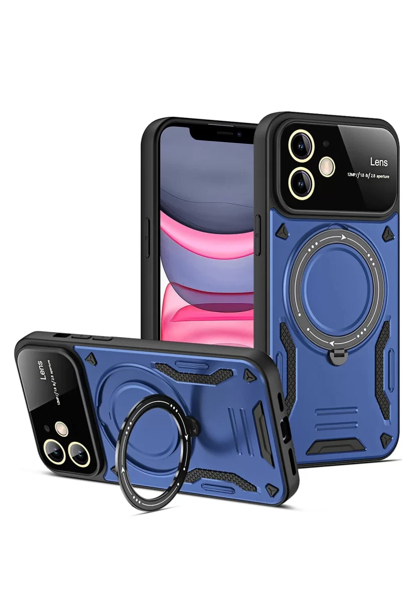 Newface Apple iPhone 11 Kılıf Joy Lens Standlı Kapak - Lacivert
