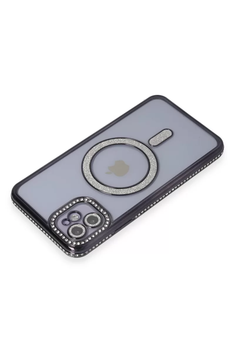Newface Apple iPhone 11 Kılıf Joke Simli Magneticsafe Kılıf - Siyah