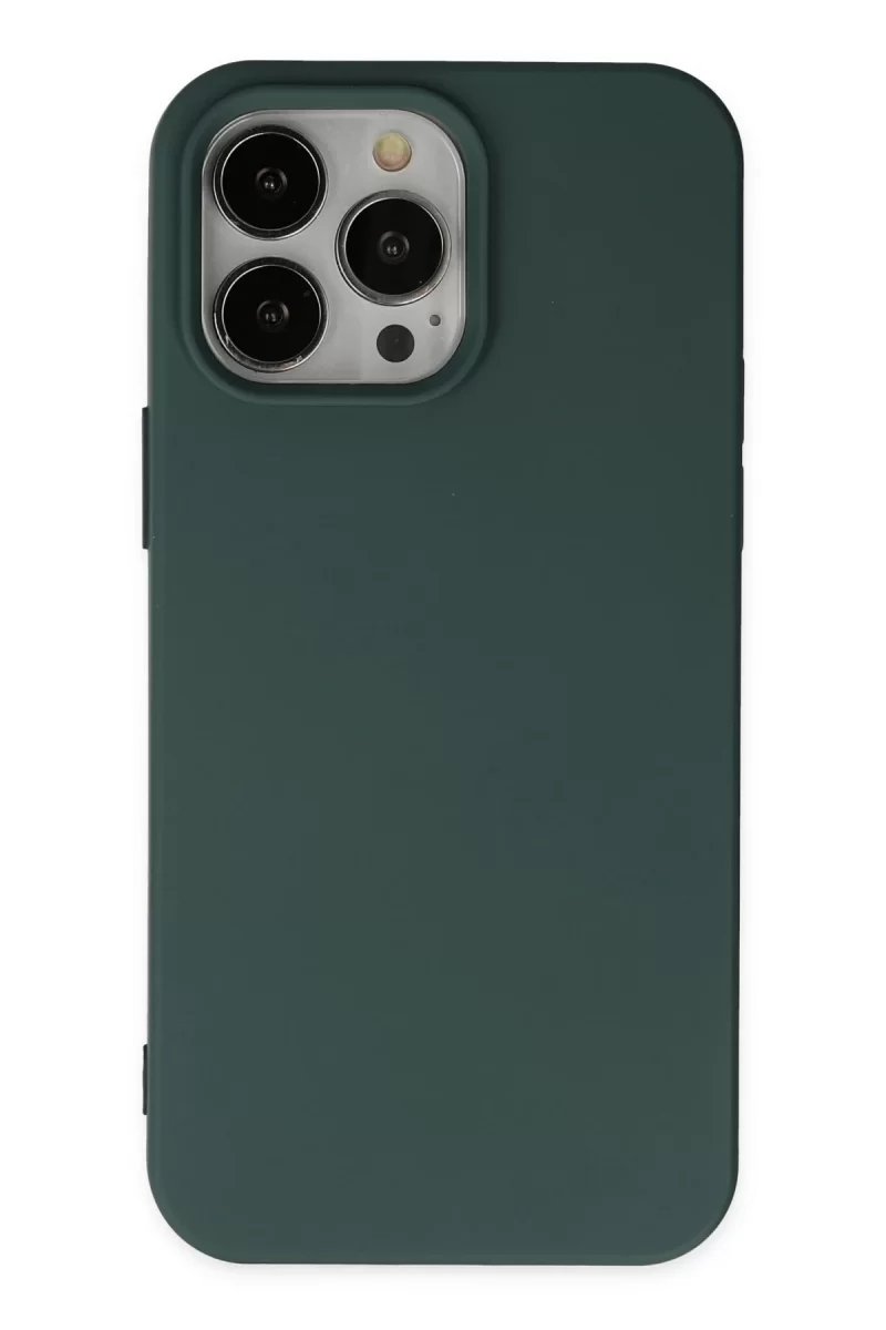 Newface Apple iPhone 14 Pro Kılıf Nano içi Kadife Silikon - Koyu Yeşil