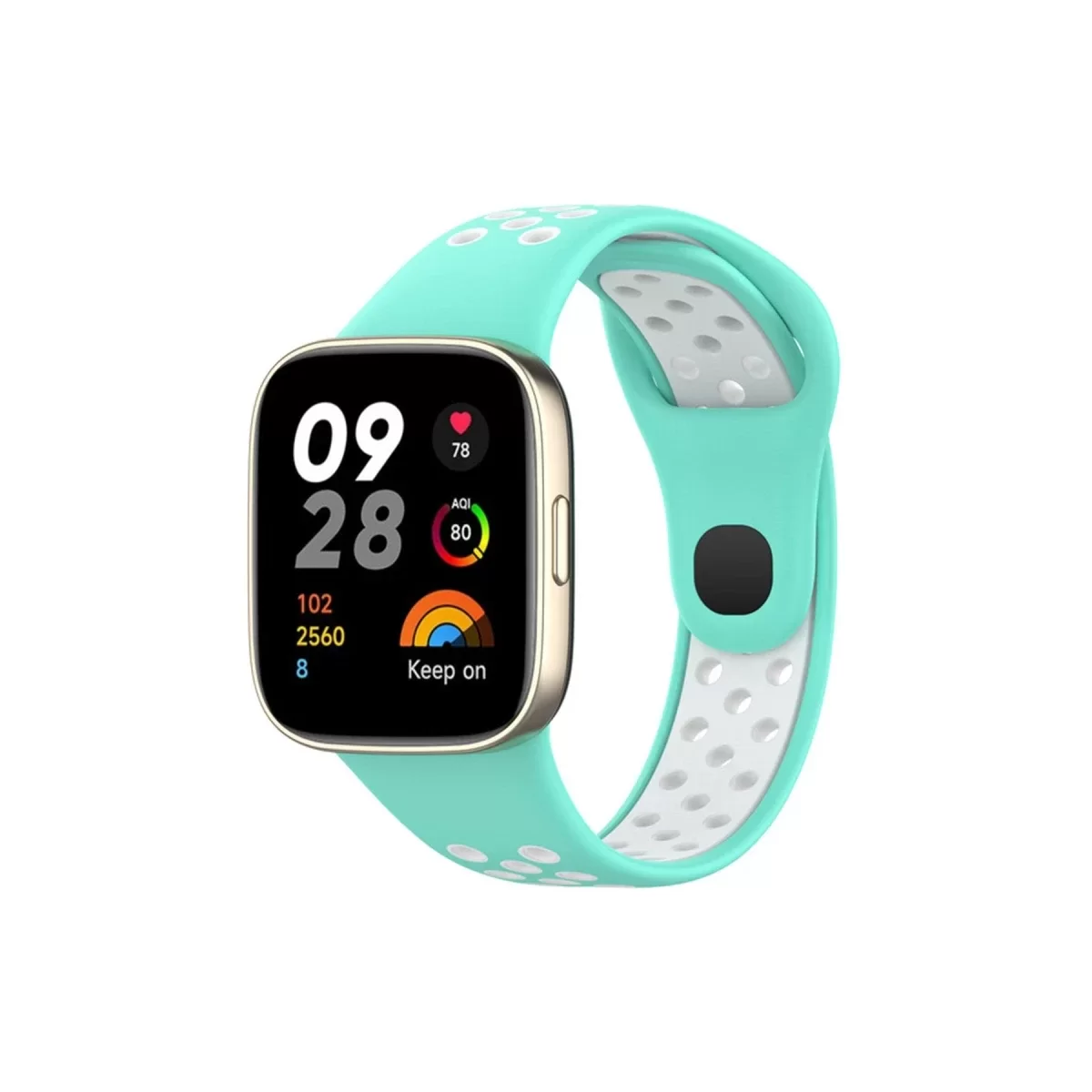 Newface Xiaomi Redmi Watch 3 Spor Delikli Kordon - Turkuaz-Beyaz