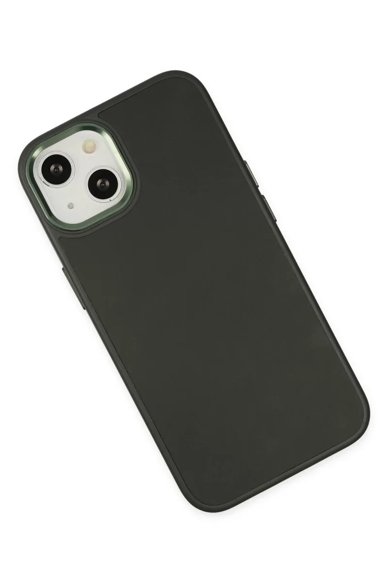 Newface Apple iPhone 14 Plus Kılıf Asya Deri Silikon - Koyu Yeşil