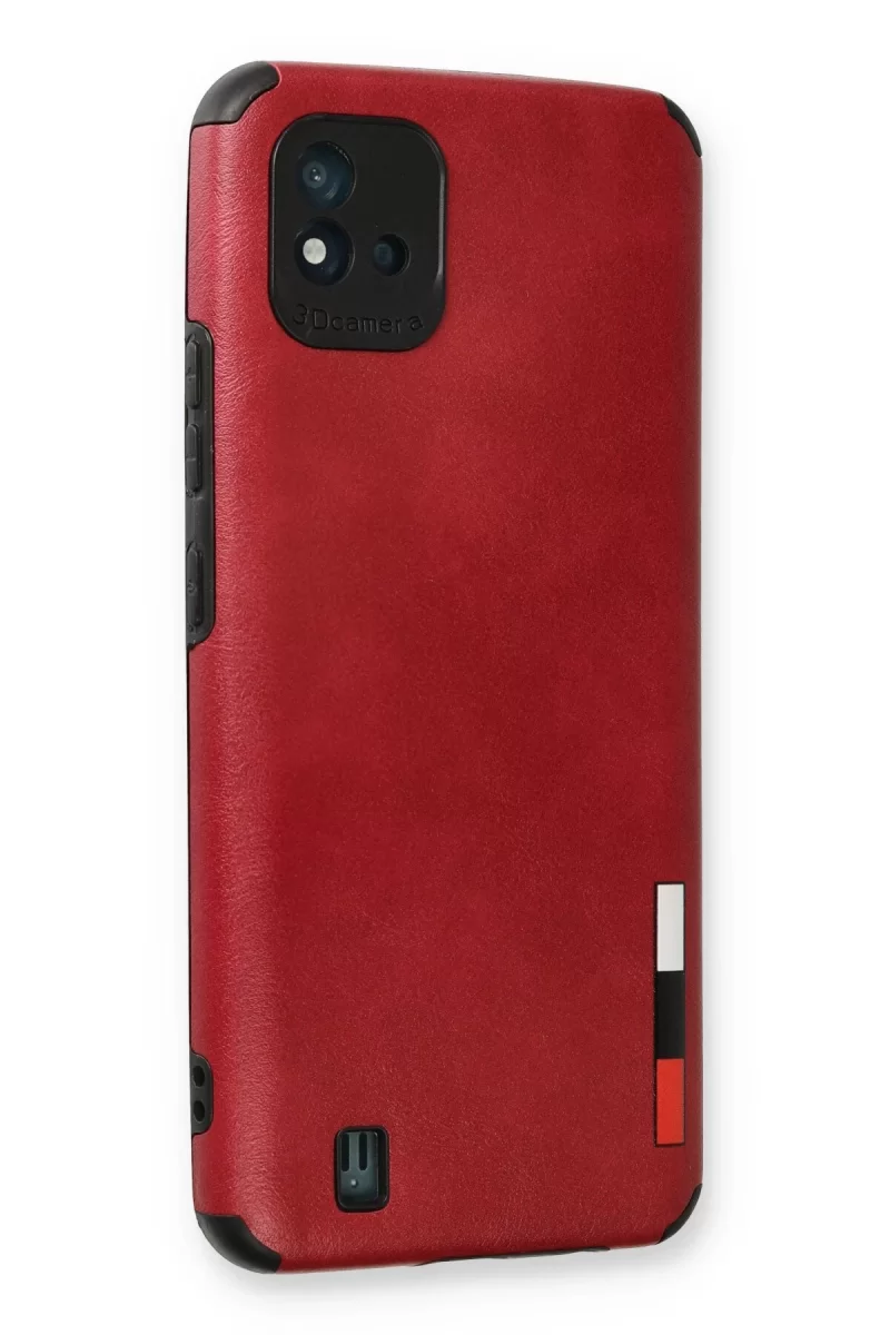 Newface Realme C11 2021 Kılıf Loop Deri Silikon - Kırmızı