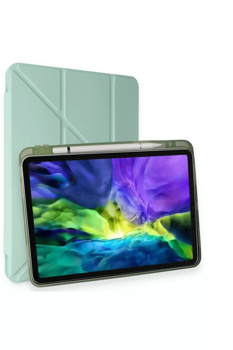 Newface Apple iPad Pro 12.9 (2021) Kılıf Kalemlikli Mars Tablet Kılıfı - Açık Yeşil