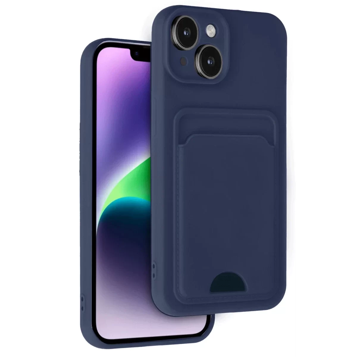 Newface Apple iPhone 14 Kılıf Kelvin Kartvizitli Silikon - Lacivert