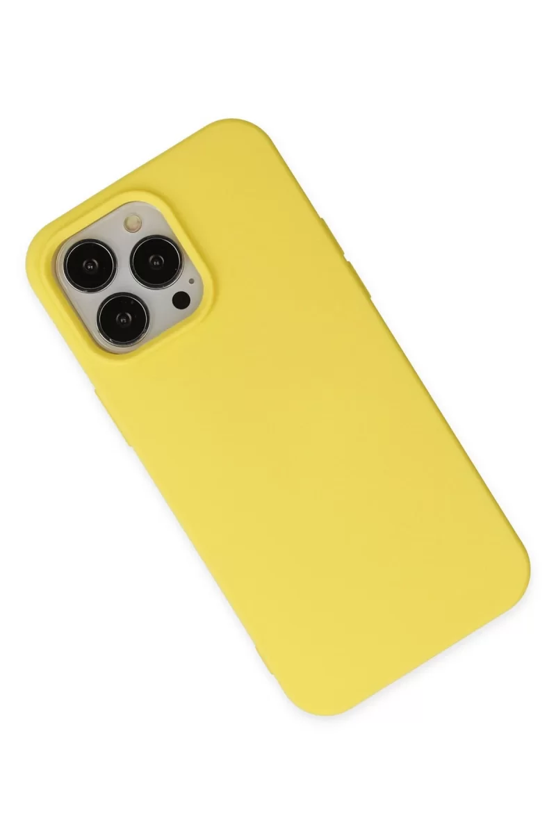 Newface Apple iPhone 14 Pro Max Kılıf Nano içi Kadife Silikon - Sarı