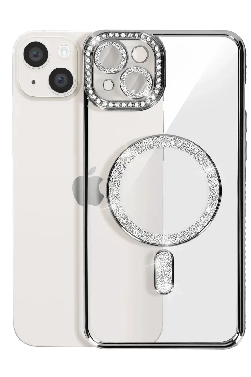 Newface Apple iPhone 14 Kılıf Joke Simli Magneticsafe Kılıf - Siyah