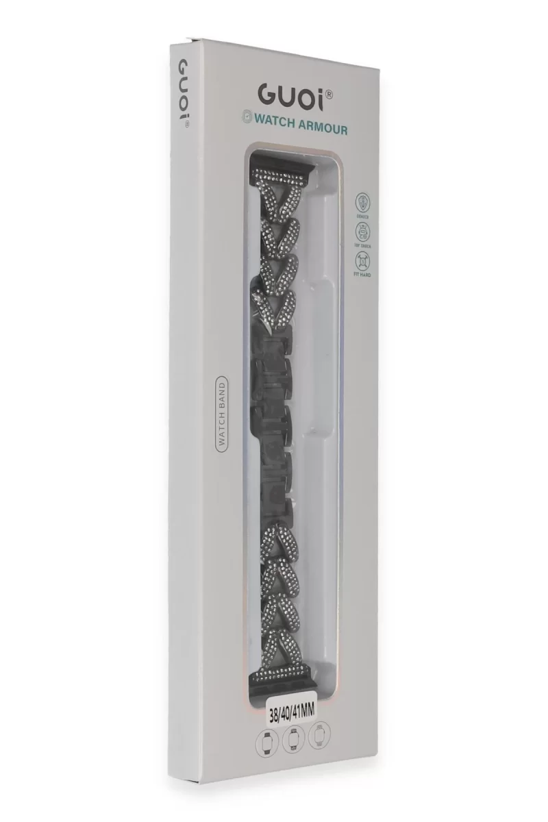 Newface Apple Watch 38mm Node Taşlı Kordon - Siyah