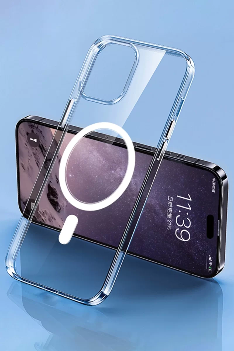 Newface Apple iPhone 14 Pro Max Kılıf Tron Şeffaf Magsafe Kapak - Şeffaf