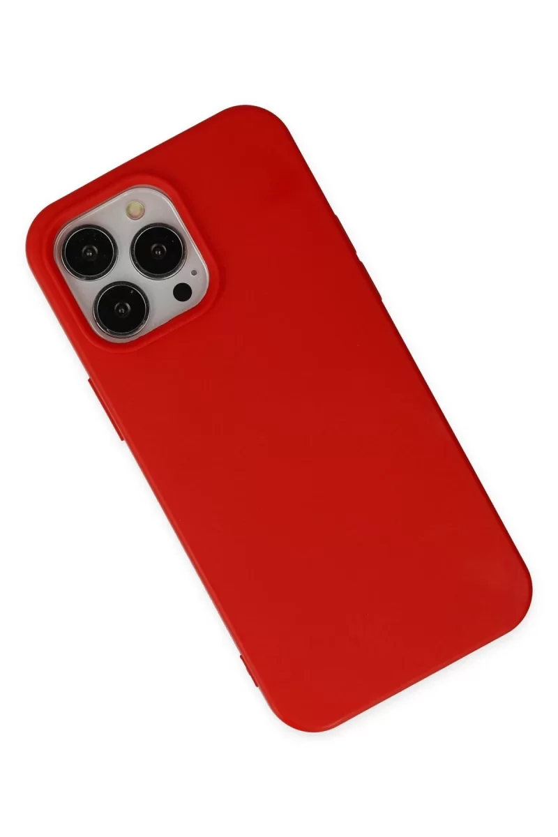 Newface Apple iPhone 14 Pro Max Kılıf Nano içi Kadife Silikon - Kırmızı