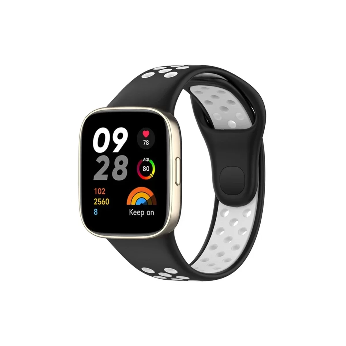 Newface Xiaomi Redmi Watch 3 Spor Delikli Kordon - Siyah-Beyaz