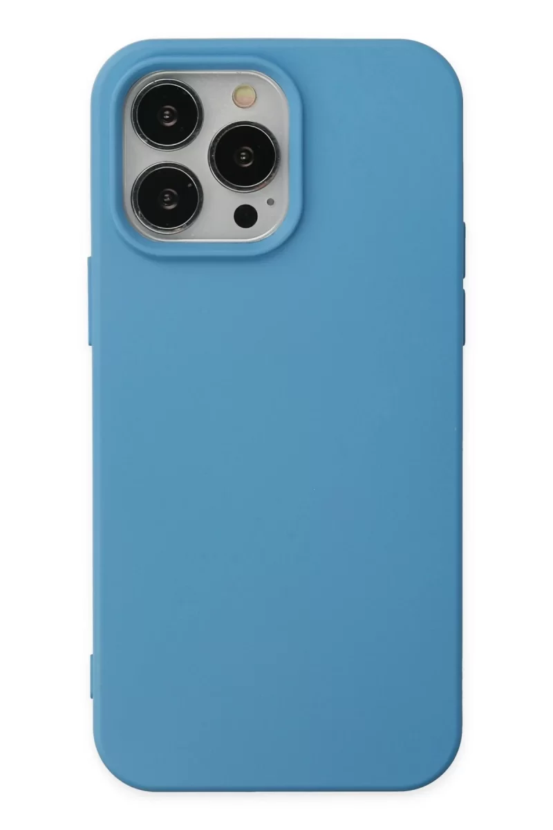 Newface Apple iPhone 14 Pro Max Kılıf Nano içi Kadife Silikon - Mavi
