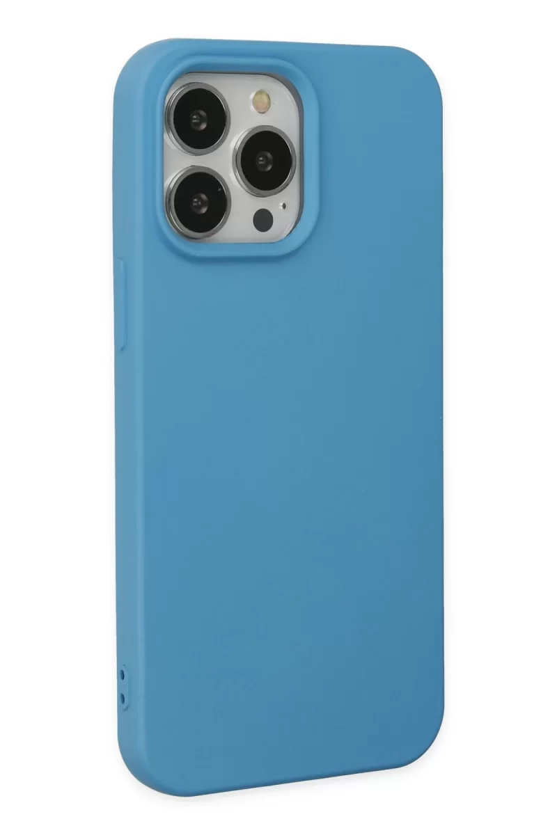 Newface Apple iPhone 14 Pro Max Kılıf Nano içi Kadife Silikon - Mavi