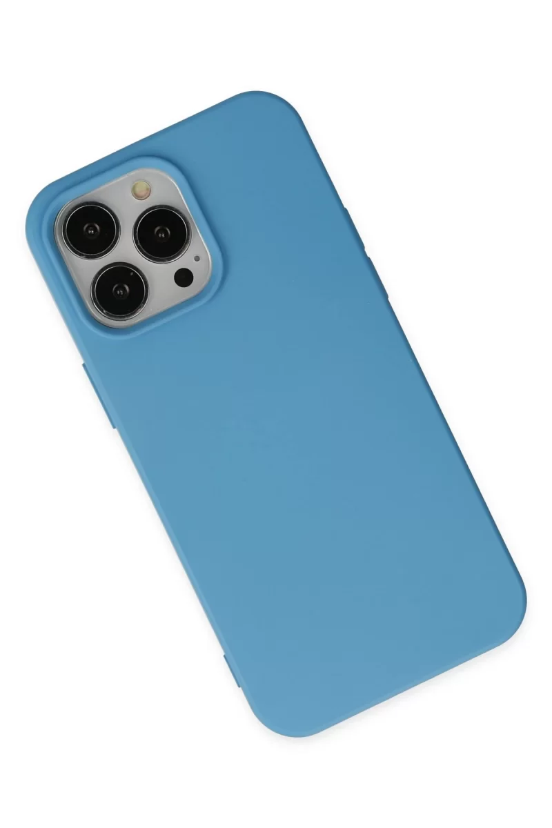 Newface Apple iPhone 14 Pro Max Kılıf Nano içi Kadife Silikon - Mavi