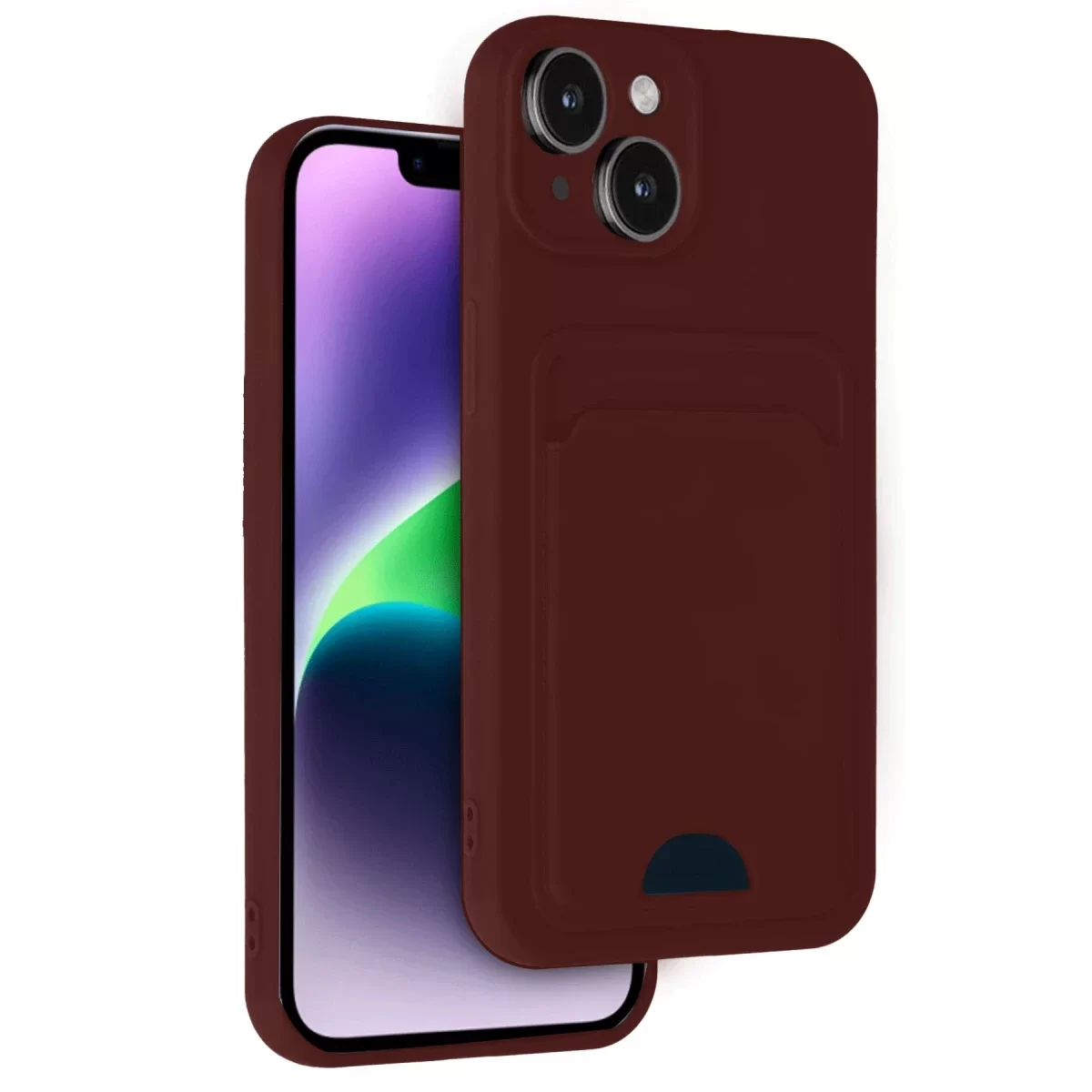 Newface Apple iPhone 14 Kılıf Kelvin Kartvizitli Silikon - Bordo