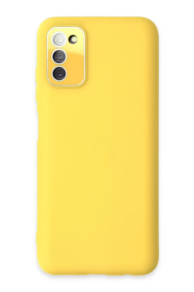 Newface Samsung Galaxy A03S Kılıf Lansman Glass Kapak - Sarı