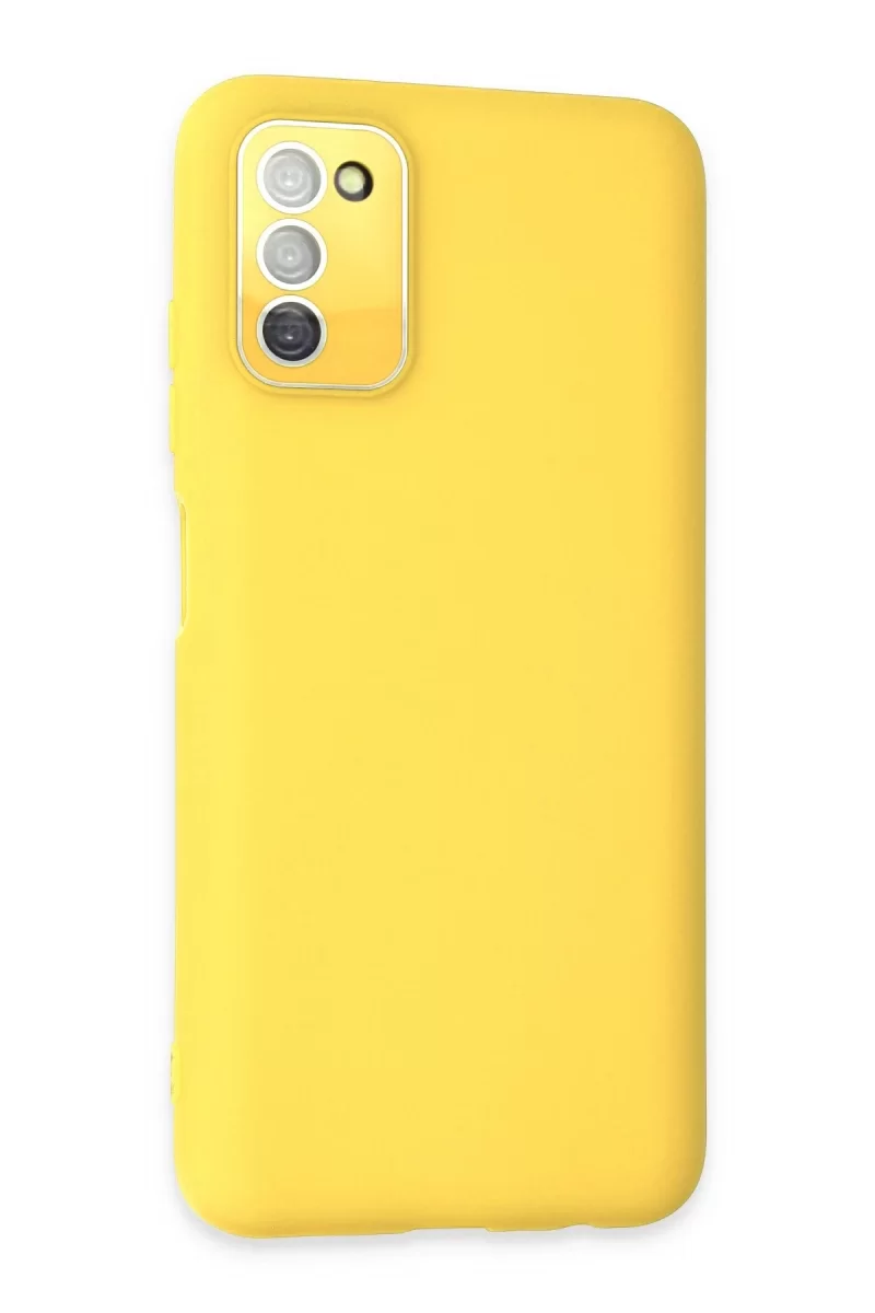 Newface Samsung Galaxy A03S Kılıf Lansman Glass Kapak - Sarı