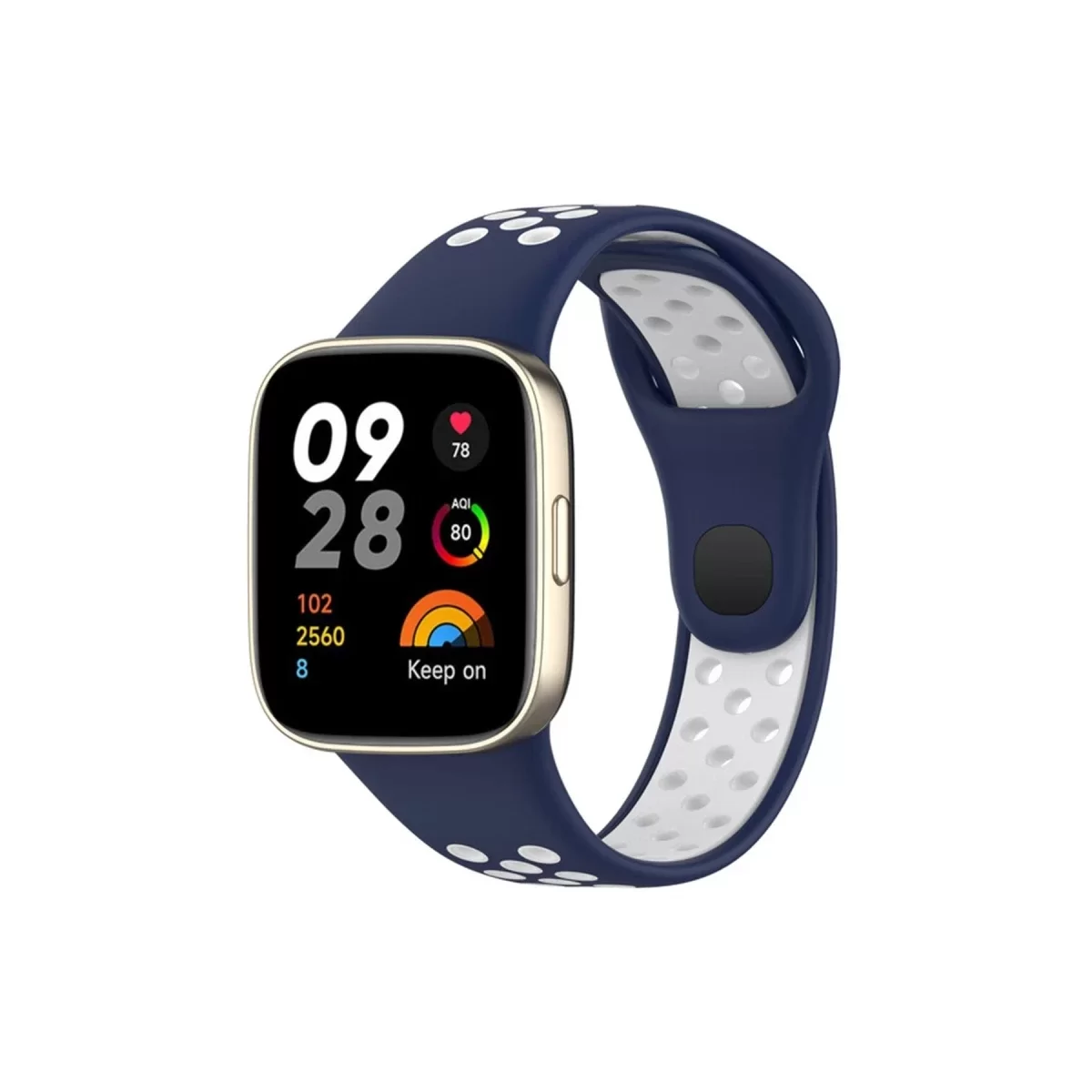 Newface Xiaomi Redmi Watch 3 Spor Delikli Kordon - Lacivert-Beyaz