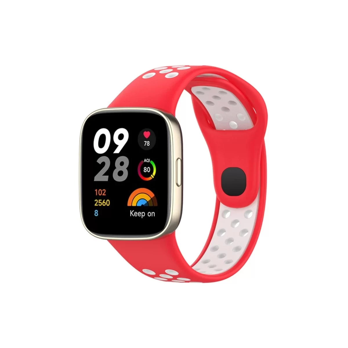 Newface Xiaomi Redmi Watch 3 Spor Delikli Kordon - Kırmızı-Beyaz