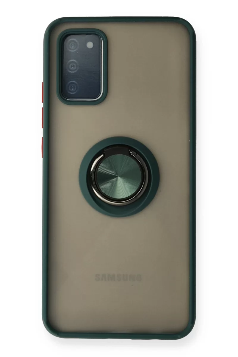 Newface Samsung Galaxy A02S Kılıf Montreal Yüzüklü Silikon Kapak - Yeşil