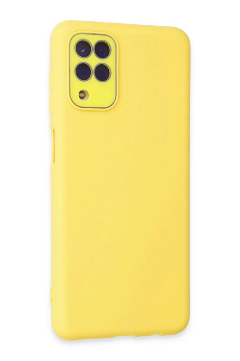 Newface Samsung Galaxy A22 Kılıf Lansman Glass Kapak - Sarı
