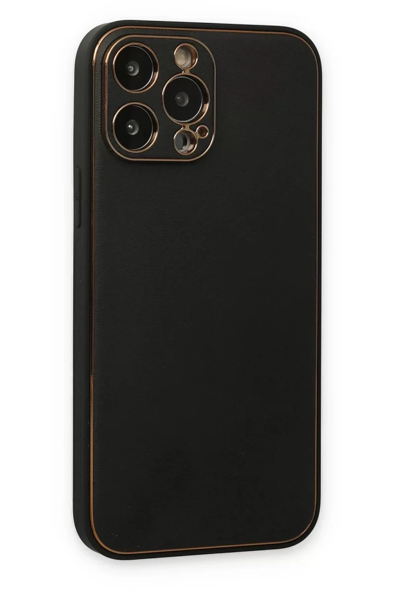Newface Apple iPhone 14 Pro Kılıf Coco Deri Silikon Kapak - Siyah
