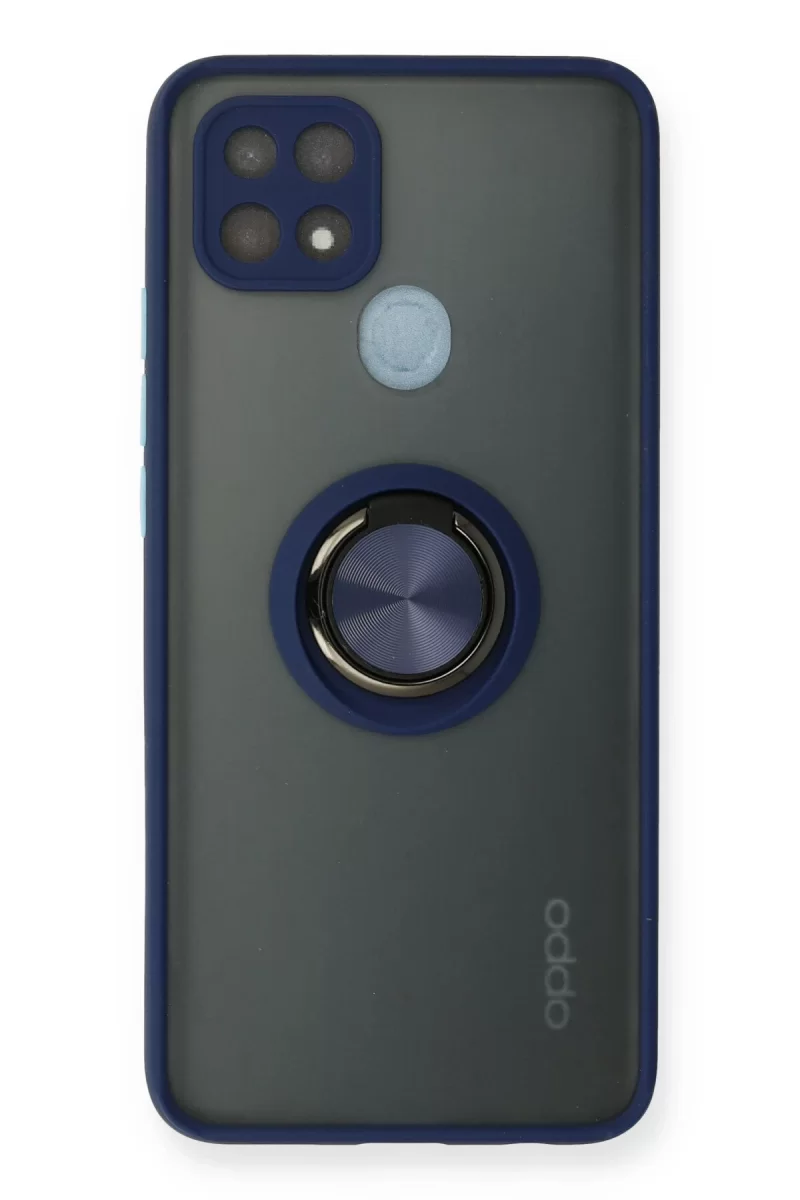 Newface Oppo A15 Kılıf Montreal Yüzüklü Silikon Kapak - Lacivert