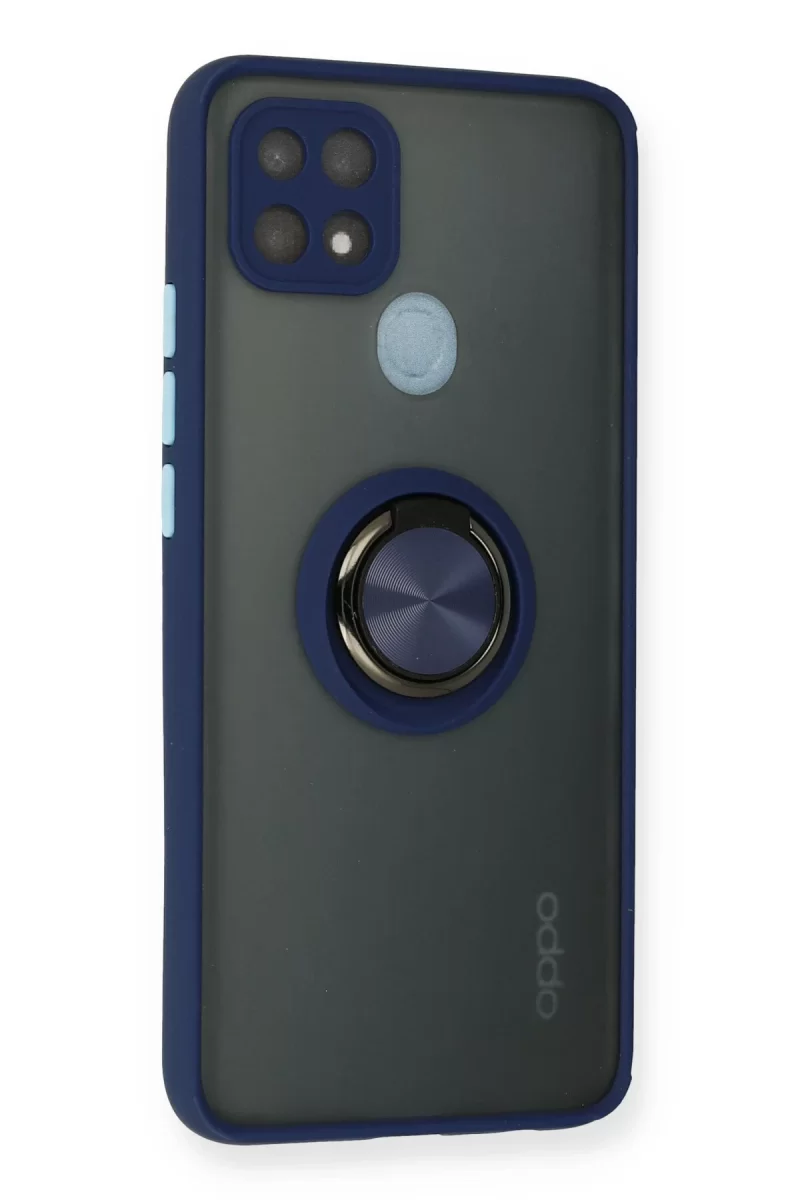 Newface Oppo A15 Kılıf Montreal Yüzüklü Silikon Kapak - Lacivert