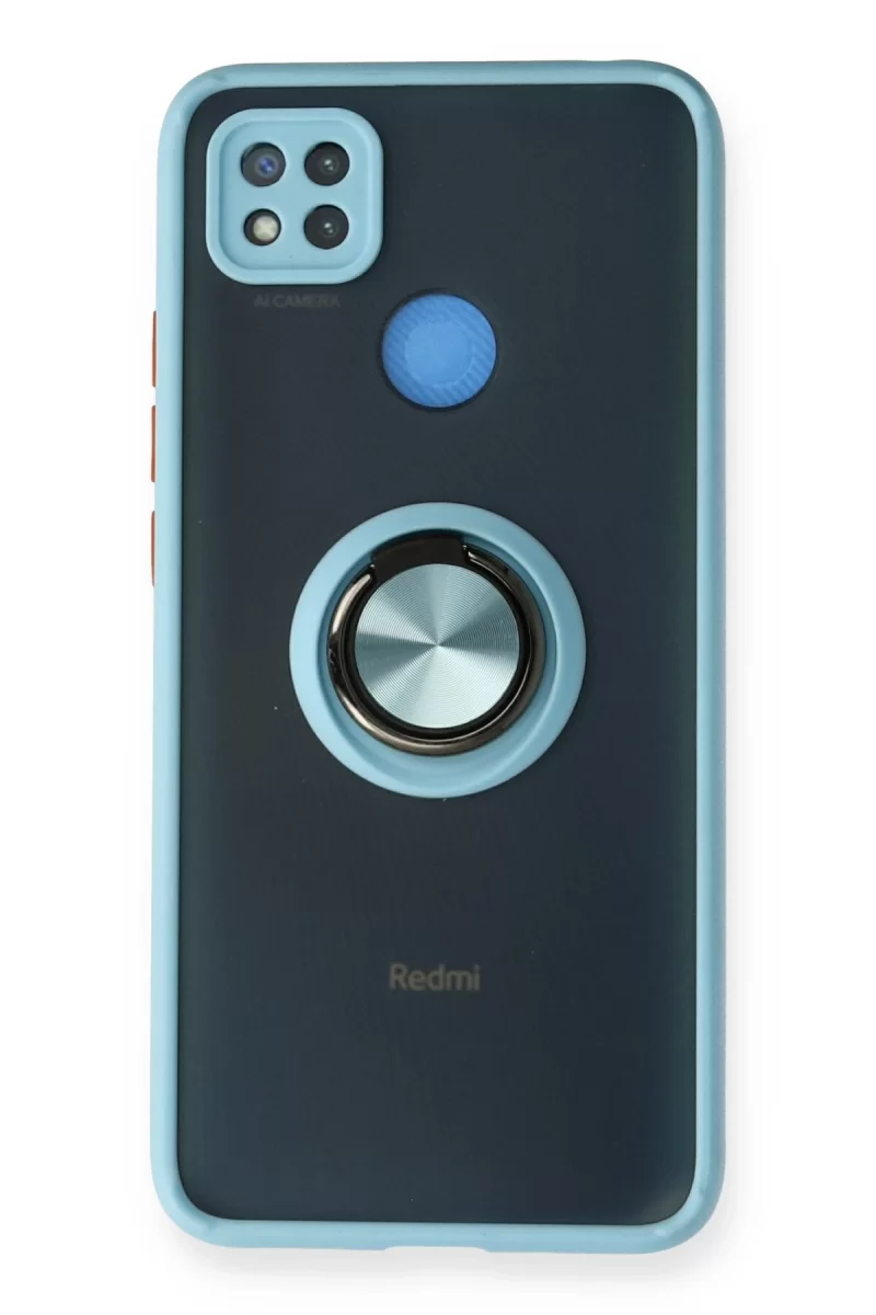 Newface Xiaomi Redmi 9C Kılıf Montreal Yüzüklü Silikon Kapak - Buz Mavi