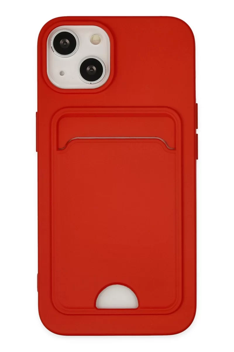 Newface Apple iPhone 14 Plus Kılıf Kelvin Kartvizitli Silikon - Kırmızı