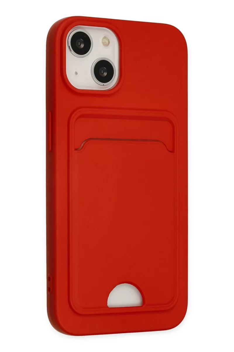 Newface Apple iPhone 14 Plus Kılıf Kelvin Kartvizitli Silikon - Kırmızı