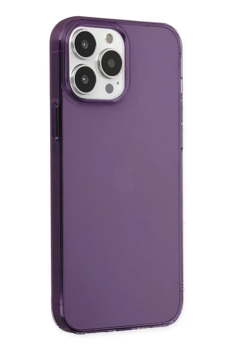 Newface Apple iPhone 14 Pro Max Kılıf Pc Sert Şeffaf Kapak - Mor