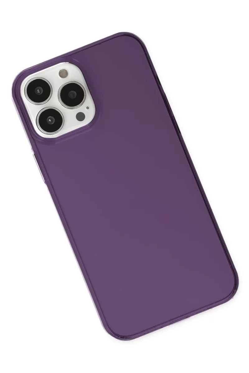 Newface Apple iPhone 14 Pro Max Kılıf Pc Sert Şeffaf Kapak - Mor