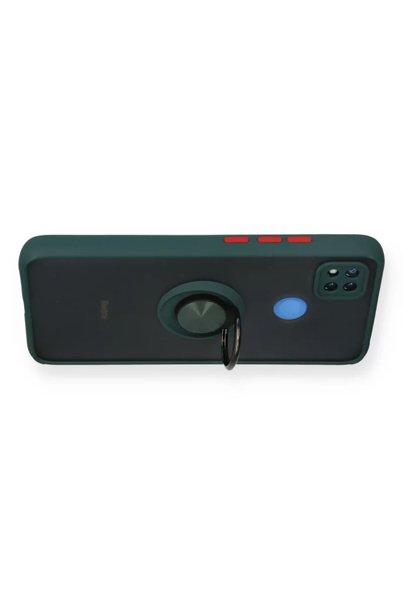 Newface Xiaomi Redmi 9C Kılıf Montreal Yüzüklü Silikon Kapak - Yeşil