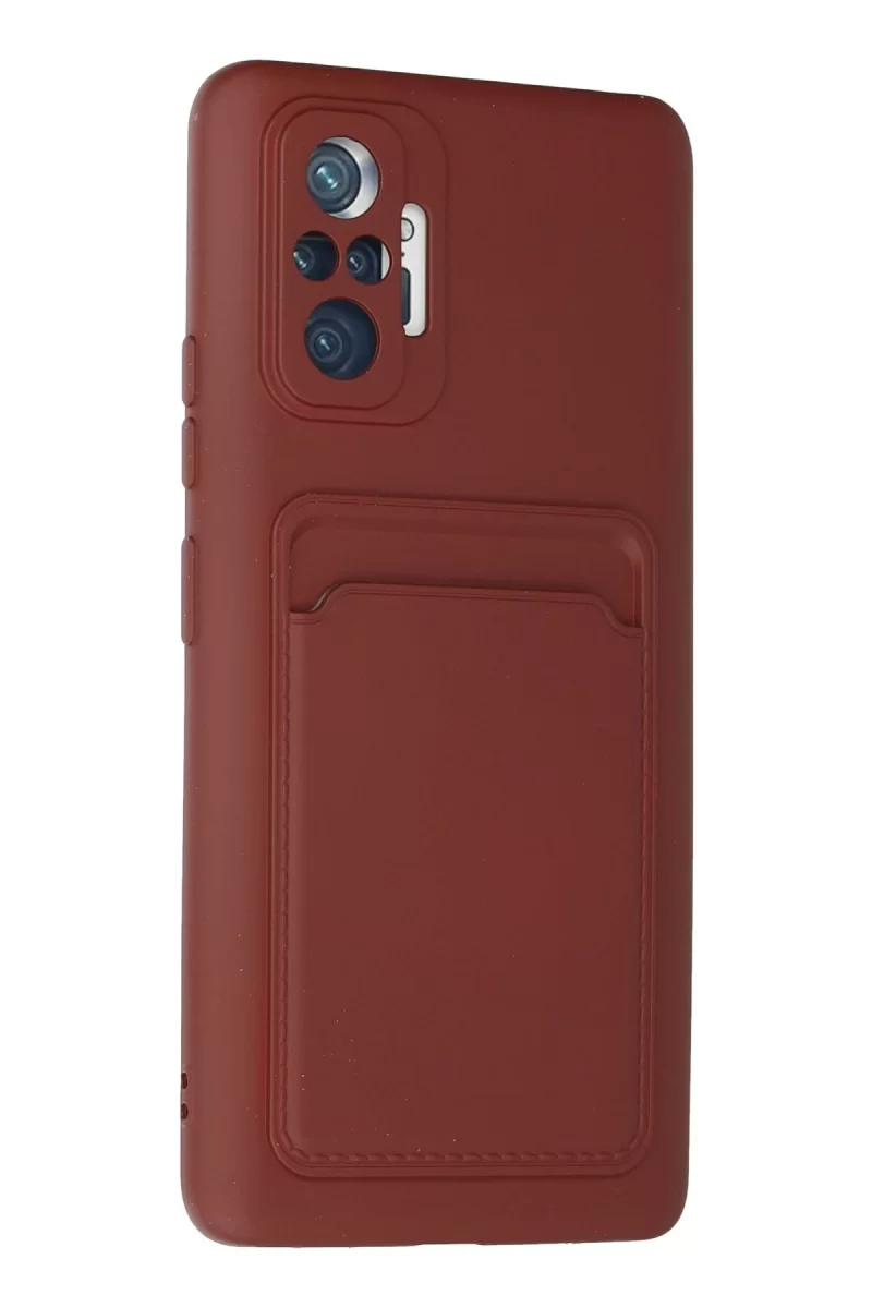 Newface Xiaomi Redmi Note 10 Pro Kılıf Kelvin Kartvizitli Silikon - Bordo