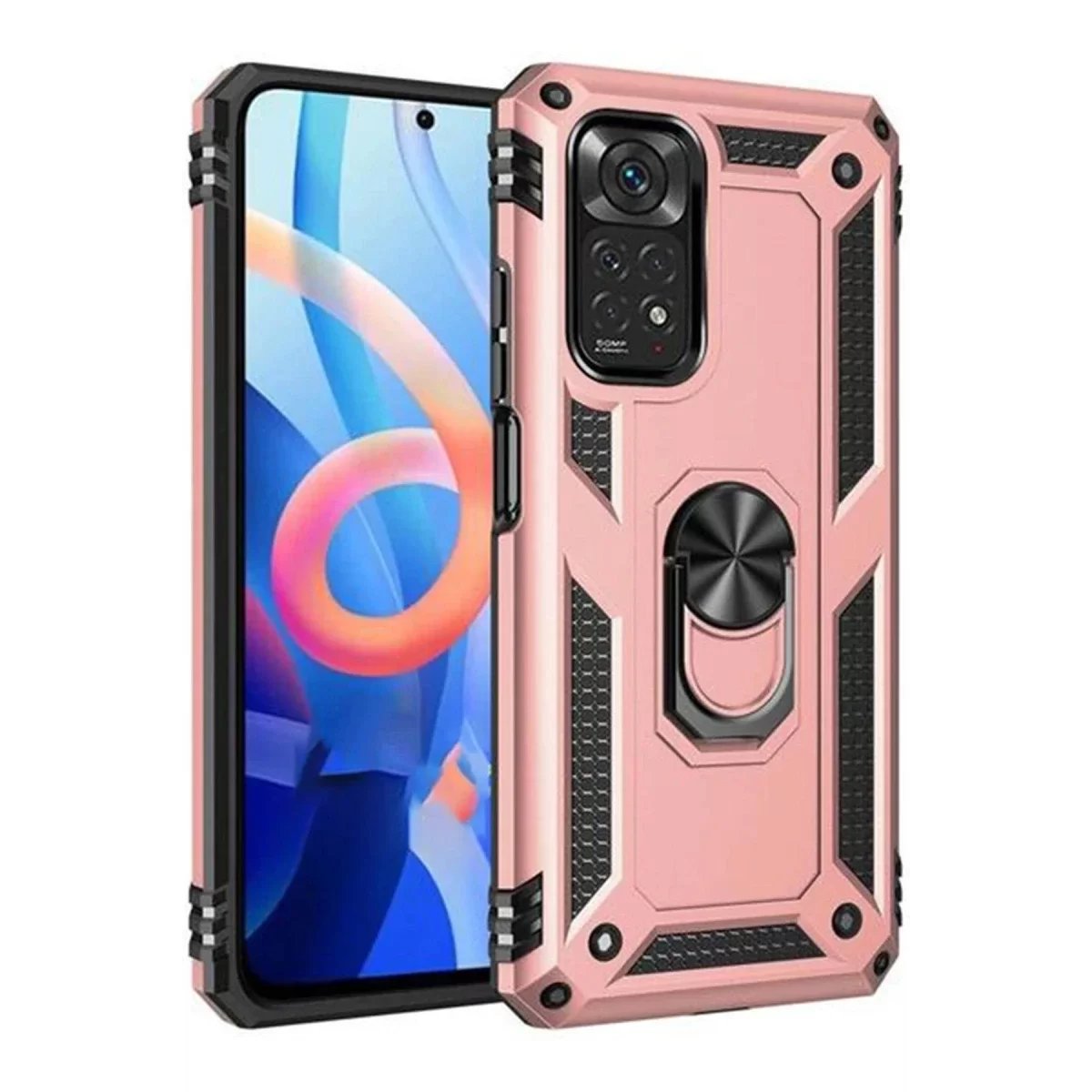 Newface Xiaomi Redmi Note 12S Kılıf Sofya Yüzüklü Silikon Kapak - Rose