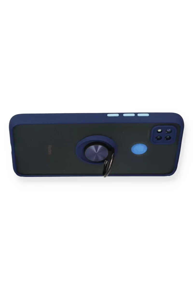 Newface Xiaomi Redmi 9C Kılıf Montreal Yüzüklü Silikon Kapak - Lacivert