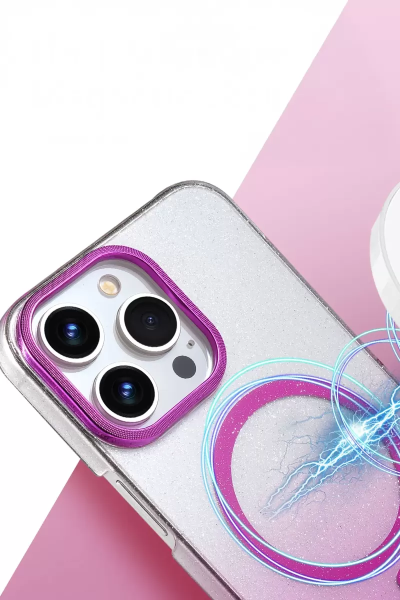 Newface Apple iPhone 15 Pro Max Glossy Magsafe Kapak - Mor