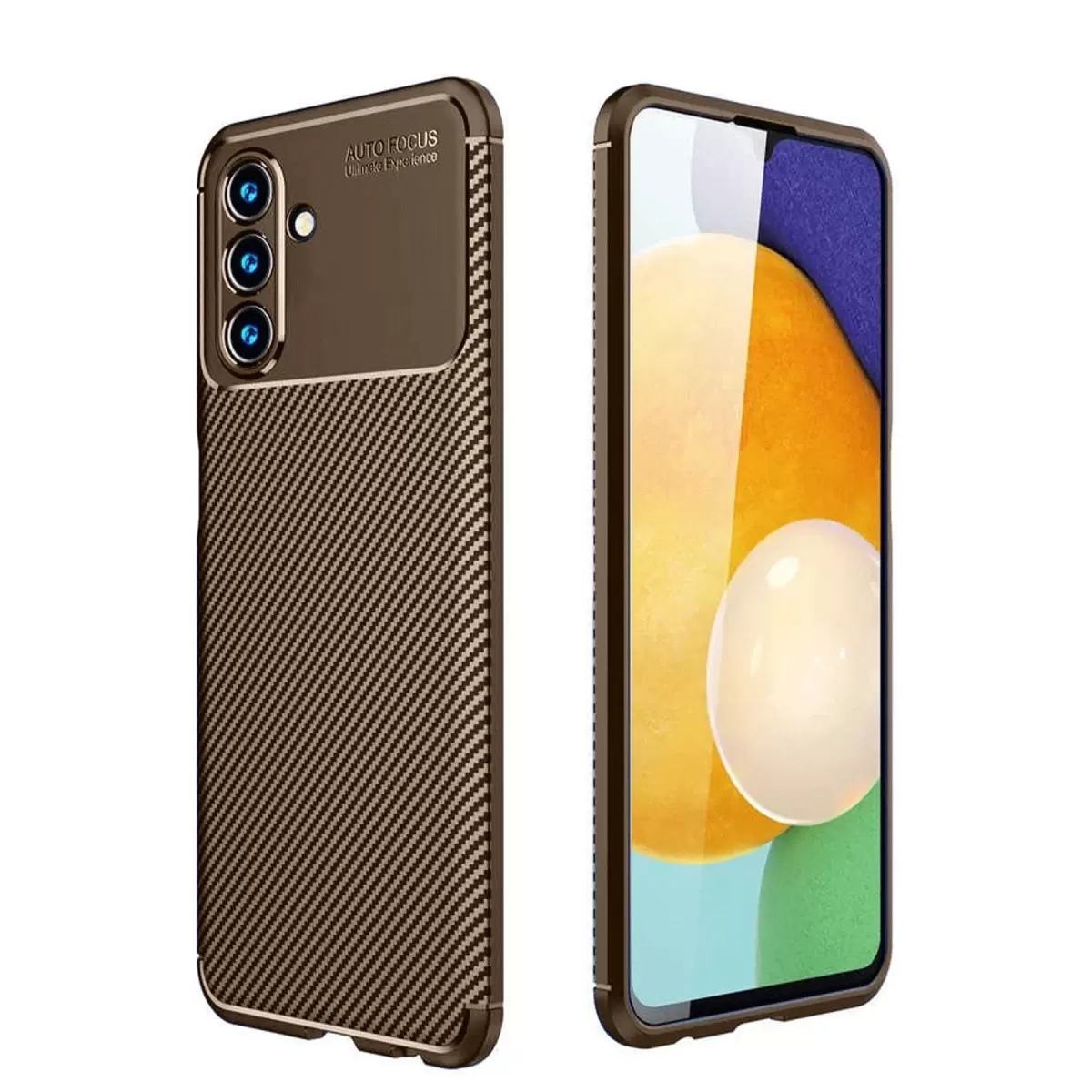 Newface Samsung Galaxy A36 Kılıf Auto Focus Karbon Kapak - Kahverengi