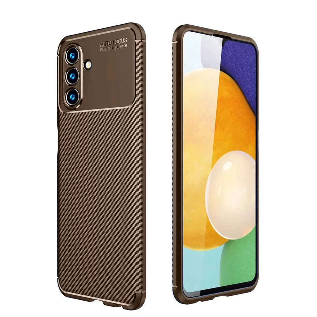 Newface Samsung Galaxy A36 Kılıf Auto Focus Karbon Kapak - Kahverengi