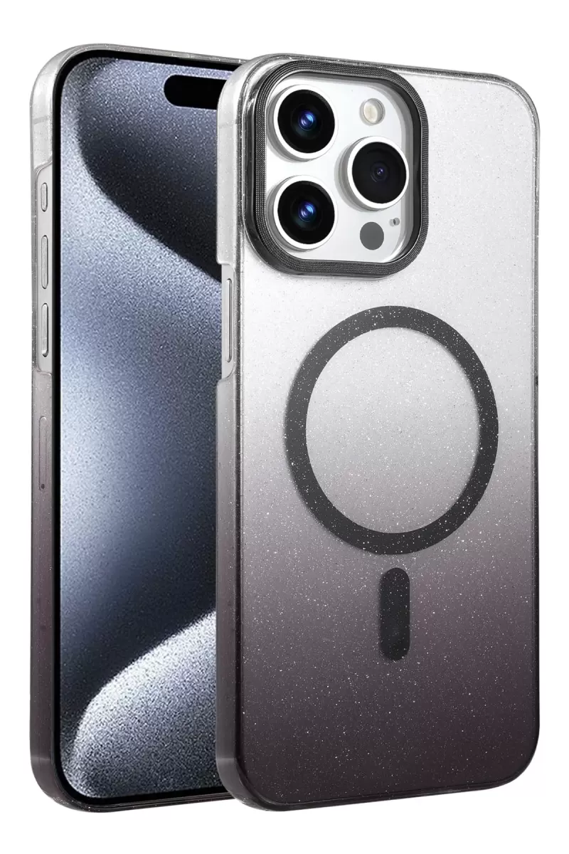 Newface Apple iPhone 15 Pro Max Glossy Magsafe Kapak - Siyah