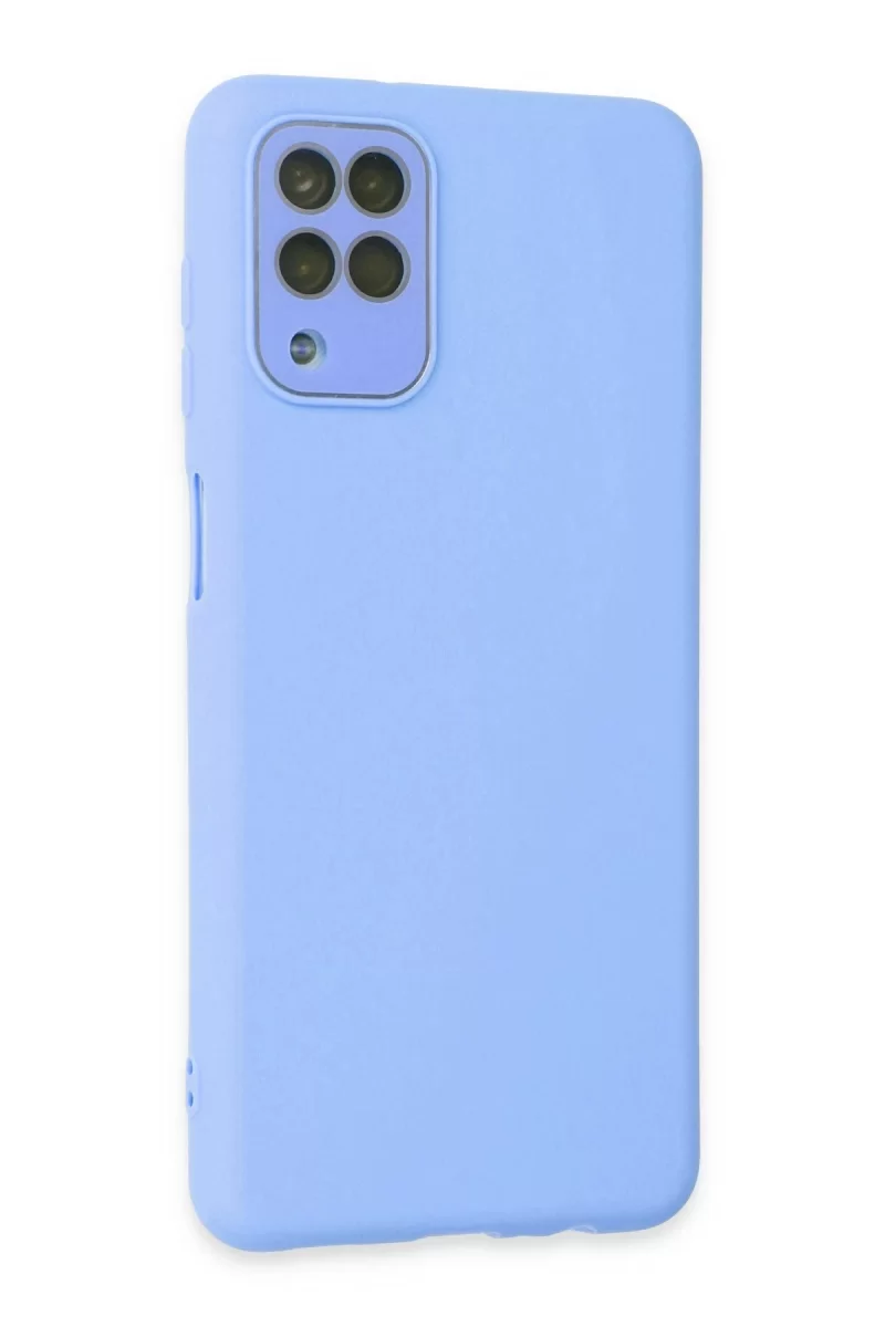 Newface Samsung Galaxy A22 Kılıf Lansman Glass Kapak - Mavi