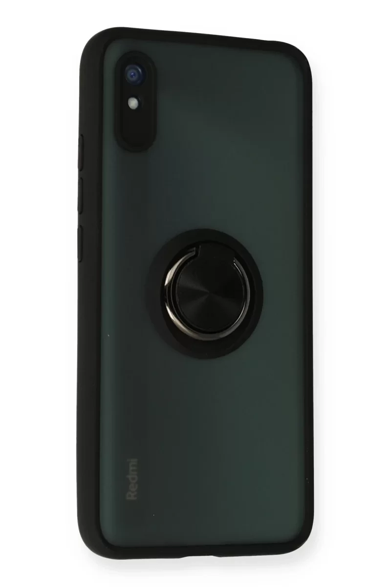 Newface Xiaomi Redmi 9A Kılıf Montreal Yüzüklü Silikon Kapak - Siyah
